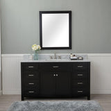 Norwalk 60 in. Single Bathroom Vanity in Espresso with Carrera Marble Top and Mirror