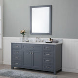 Norwalk 60 in. Single Bathroom Vanity in Gray with Carrera Marble Top and Mirror