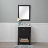 Wilmington 24 in. Single Bathroom Vanity in Espresso with Carrera Marble Top and Mirror