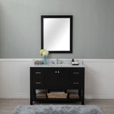 Wilmington 48 in. Single Bathroom Vanity in Espresso with Carrera Marble Top and No Mirror