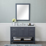 Wilmington 48 in. Single Bathroom Vanity in Gray with Carrera Marble Top and No Mirror