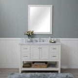 Wilmington 48 in. Single Bathroom Vanity in White with Carrera Marble Top and Mirror