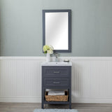 Vineland 24 in. Single Bathroom Vanity (Drawers) in Gray with Porcelain Top