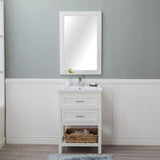 Vineland 24 in. Single Bathroom Vanity (Drawers) in White with Porcelain Top and Mirror