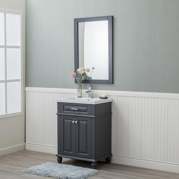 Lancaster 24 in. Single Bathroom Vanity in Gray with Porcelain Top (Single Hole)