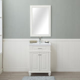 Lancaster 24 in. Single Bathroom Vanity in White with Porcelain Top (Single Hole)