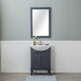 Lancaster 24 in. Single Bathroom Vanity in Gray with Porcelain Top (Centerset) and Mirror