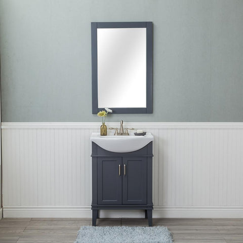 Lancaster 24 in. Single Bathroom Vanity in Gray with Porcelain Top (Centerset) and Mirror