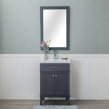 Lancaster 24 in. Single Bathroom Vanity in Gray with Porcelain Top (Single Hole) and Mirror