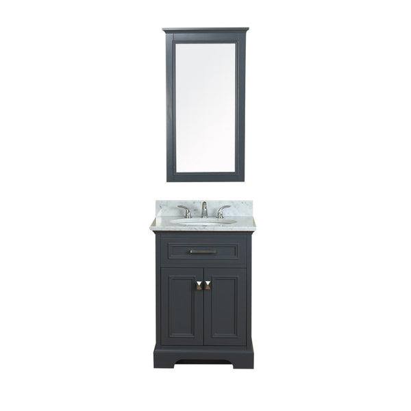 Yorkshire 25 in Single Bathroom Vanity in Gray with Carrera Marble Top and No Mirror