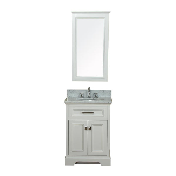 Yorkshire 25 in Single Bathroom Vanity in White with Carrera Marble Top and No Mirror