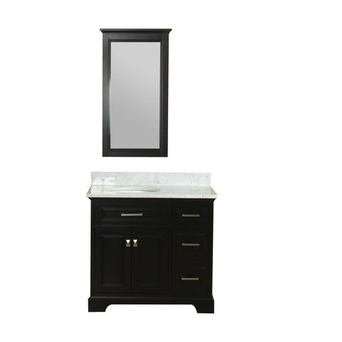 Yorkshire 37 in Single Bathroom Vanity in Espresso with Carrera Marble Top and No Mirror