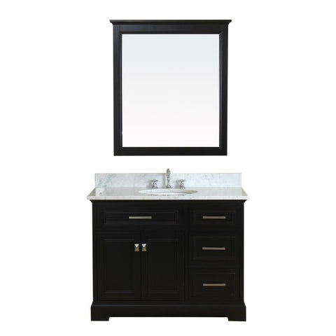 Yorkshire 43 in Single Bathroom Vanity in Espresso with Carrera Marble Top and Mirror