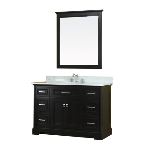 Yorkshire 49 in Single Bathroom Vanity in Espresso with Carrera Marble Top and Mirror