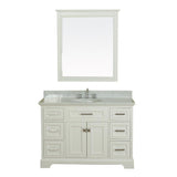Yorkshire 49 in Single Bathroom Vanity in White with Carrera Marble Top and Mirror