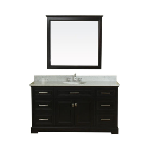 Yorkshire 61 in Single Bathroom Vanity in Espresso with Carrera Marble Top and No Mirror