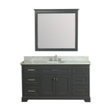 Yorkshire 61 in Single Bathroom Vanity in Gray with Carrera Marble Top and No Mirror