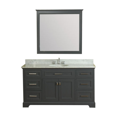 Yorkshire 61 in Single Bathroom Vanity in Gray with Carrera Marble Top and No Mirror