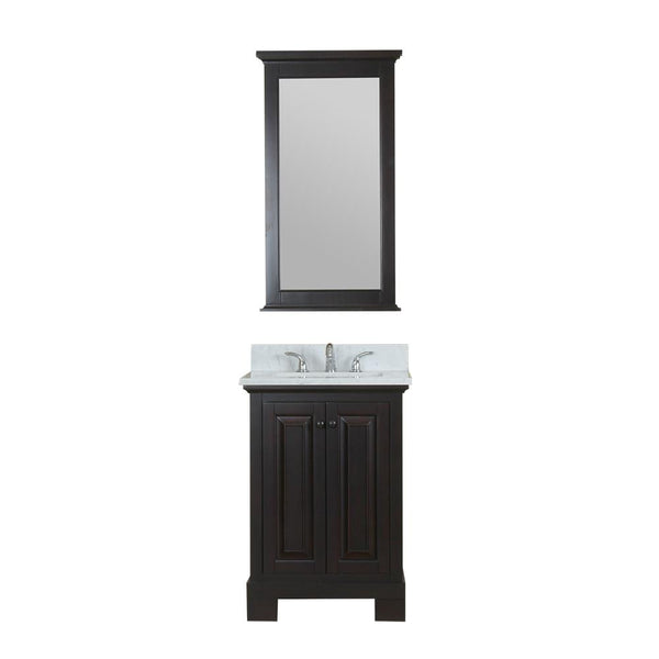 Richmond 24 in Single Bathroom Vanity in Espresso with Carrera Marble Top and No Mirror