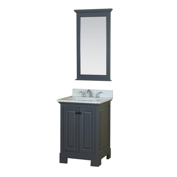 Richmond 24 in Single Bathroom Vanity in Gray with Carrera Marble Top and No Mirror
