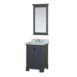 Richmond 24 in Single Bathroom Vanity in Gray with Carrera Marble Top and Mirror