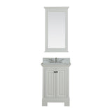 Richmond 24 in Single Bathroom Vanity in White with Carrera Marble Top and Mirror