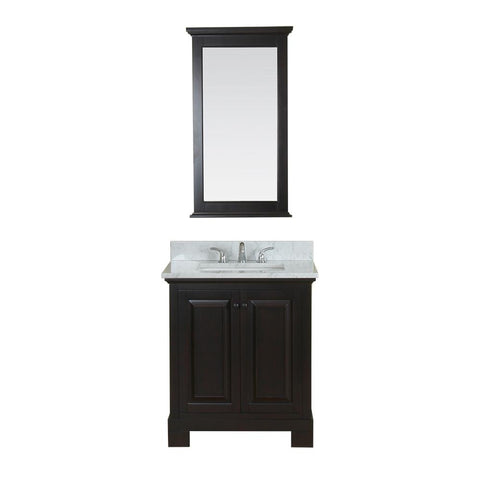 Richmond 30 in Single Bathroom Vanity in Espresso with Carrera Marble Top and No Mirror