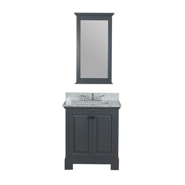 Richmond 30 in Single Bathroom Vanity in Gray with Carrera Marble Top and No Mirror