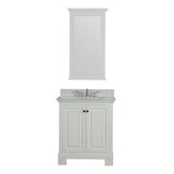 Richmond 30 in Single Bathroom Vanity in White with Carrera Marble Top and No Mirror