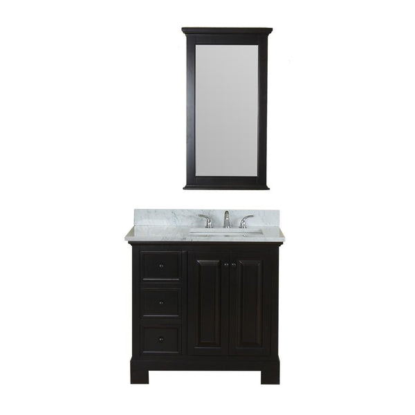 Richmond 36 in Single Bathroom Vanity in Espresso with Carrera Marble Top and No Mirror