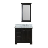 Richmond 36 in Single Bathroom Vanity in Espresso with Carrera Marble Top and Mirror