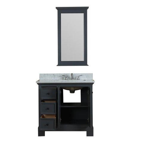 Richmond 36 in Single Bathroom Vanity in Gray with Carrera Marble Top and No Mirror