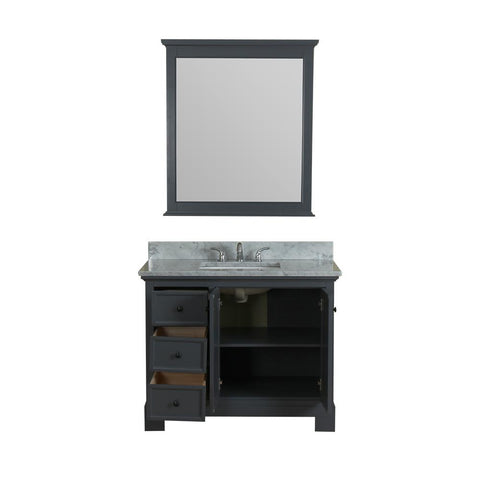 Richmond 42 in Single Bathroom Vanity in Gray with Carrera Marble Top and No Mirror