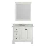 Richmond 42 in Single Bathroom Vanity in White with Carrera Marble Top and Mirror