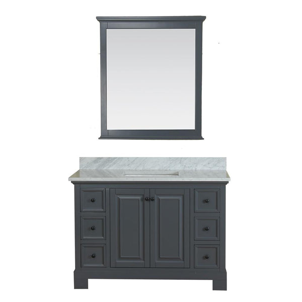 Richmond 48 in Single Bathroom Vanity in Gray with Carrera Marble Top and Mirror