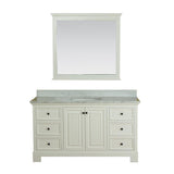 Richmond 60 in Single Bathroom Vanity in White with Carrera Marble Top and Mirror