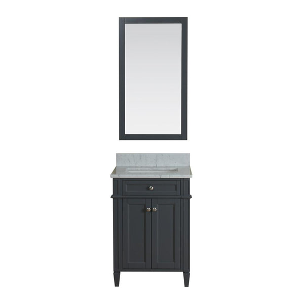 Samantha 24 in Single Bathroom Vanity in Gray with Carrera Marble Top and No Mirror