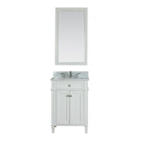 Samantha 24 in Single Bathroom Vanity in White with Carrera Marble Top and Mirror