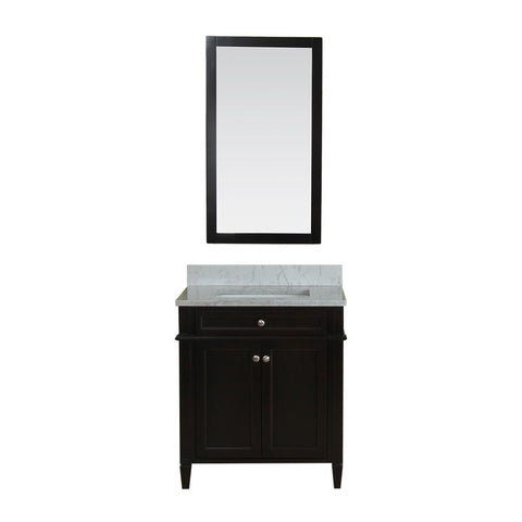 Samantha 30 in Single Bathroom Vanity in Espresso with Carrera Marble Top and No Mirror