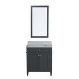 Samantha 30 in Single Bathroom Vanity in Gray with Carrera Marble Top and No Mirror