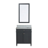 Samantha 30 in Single Bathroom Vanity in Gray with Carrera Marble Top and Mirror