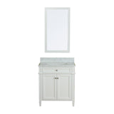 Samantha 30 in Single Bathroom Vanity in White with Carrera Marble Top and Mirror