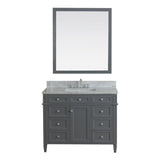 Samantha 42 in Single Bathroom Vanity in Gray with Carrera Marble Top and Mirror