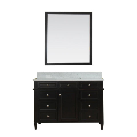 Samantha 48 in Single Bathroom Vanity in Espresso with Carrera Marble Top and No Mirror