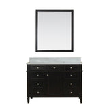 Samantha 48 in Single Bathroom Vanity in Espresso with Carrera Marble Top and Mirror