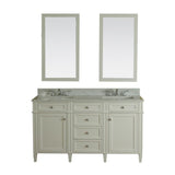 Samantha 60 in Double Bathroom Vanity in White with Carrera Marble Top and Mirror