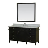 Samantha 60 in Single Bathroom Vanity in Espresso with Carrera Marble Top and Mirror