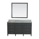 Samantha 60 in Single Bathroom Vanity in Gray with Carrera Marble Top and Mirror