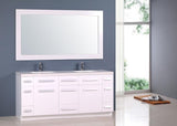 Moscony 72" Double Sink Vanity Set in White and Matching Mirror in White