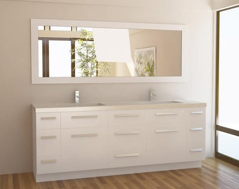 Moscony 84" Double Sink Vanity Set in White